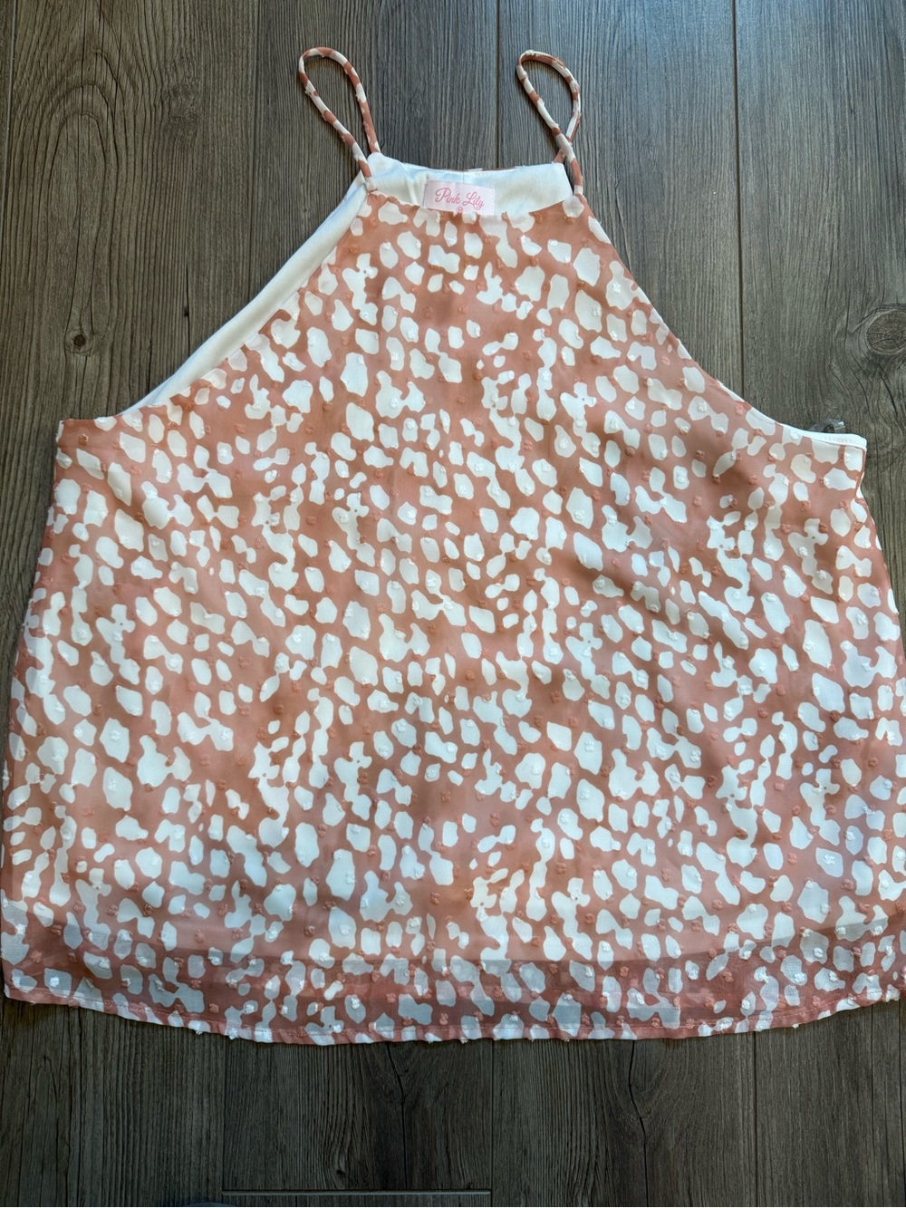 Pink Lily Tank Top Medium Sleeveless Blouse Neutral Animal Print Lightweight